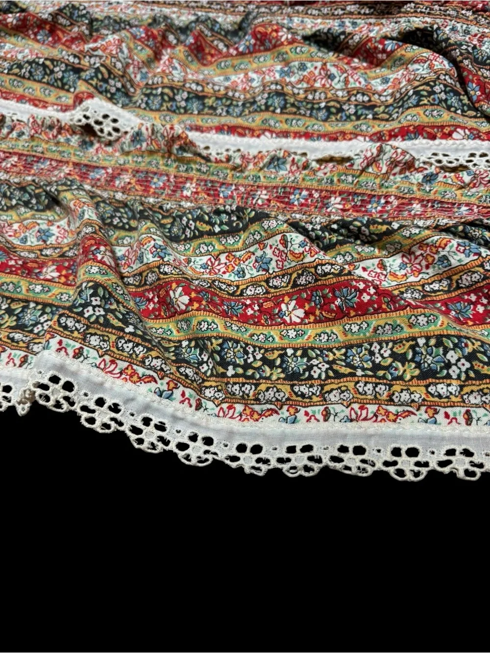 Lot of cottage granny core ruffled floral curtain panels and valances